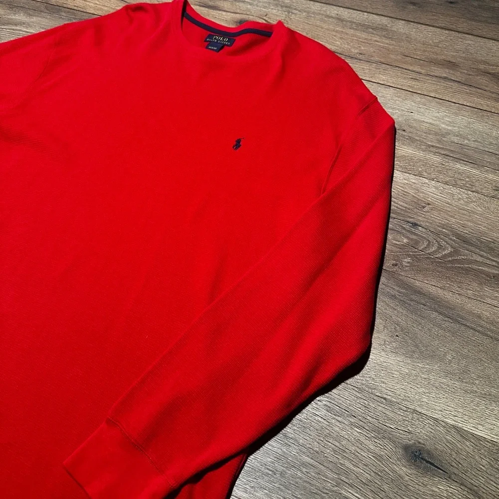 Polo Ralph Lauren Red‎ Waffle Knit Thermal Long Sleeve Shirt Mens 2XL